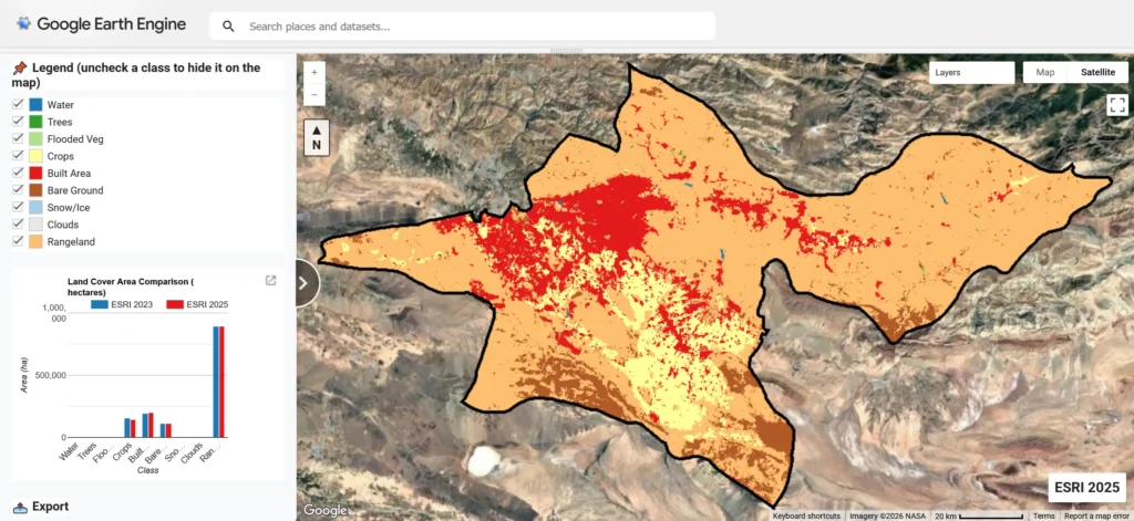 نقشه کاربری اراضی ESRI استان تهران